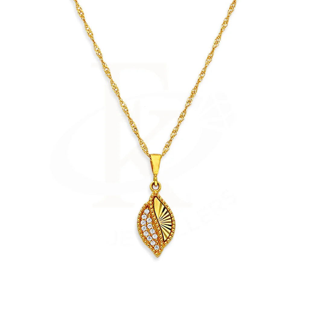 Gold Necklace (Chain With Leaf Shaped Pendant) 21Kt - Fkjnkl21Km1004 Necklaces