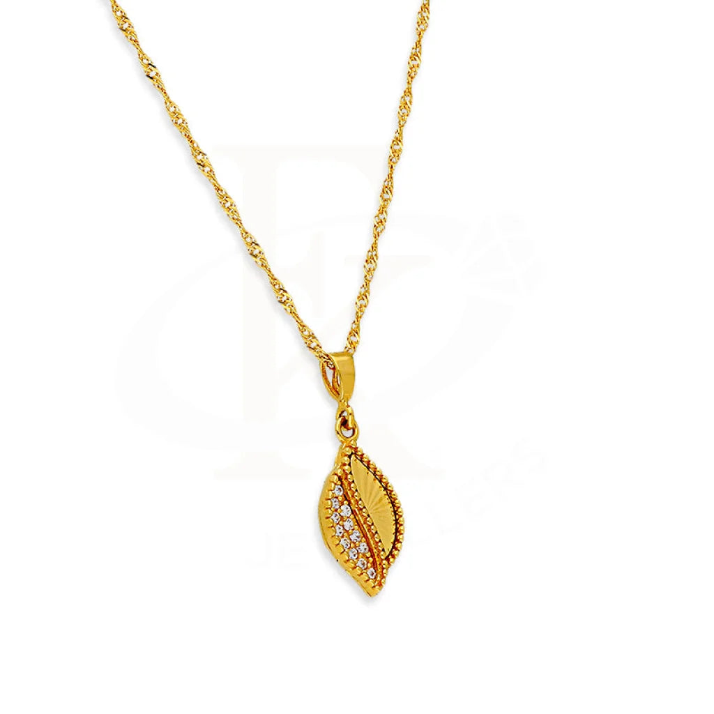 Gold Necklace (Chain With Leaf Shaped Pendant) 21Kt - Fkjnkl21Km1004 Necklaces