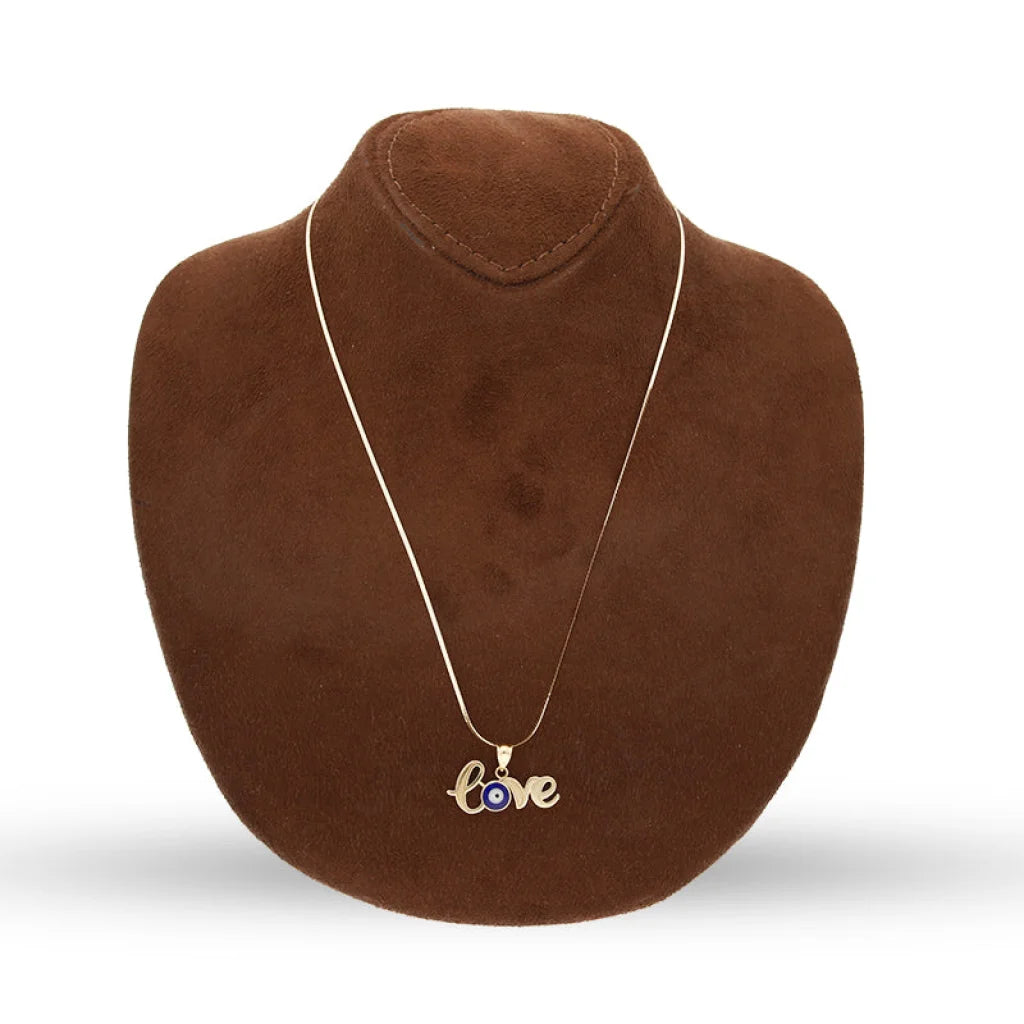 Gold Necklace (Chain With Love And Evil Eye Pendant) 18Kt - Fkjnkl18K5224 Necklaces