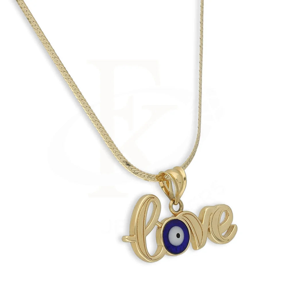 Gold Necklace (Chain With Love And Evil Eye Pendant) 18Kt - Fkjnkl18K5224 Necklaces