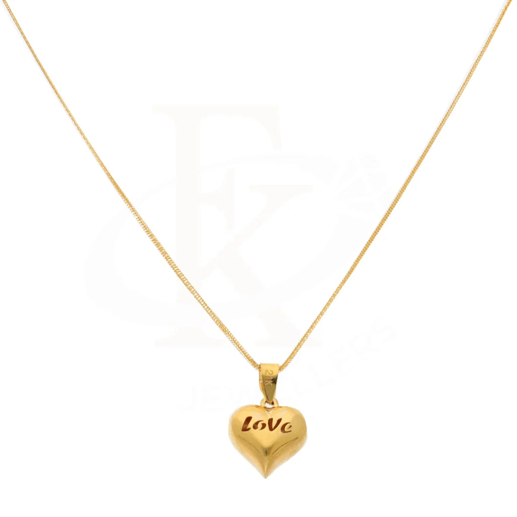 Gold Necklace (Chain With Love On Heart Shaped Pendant) 21Kt - Fkjnkl21Km8537 Necklaces