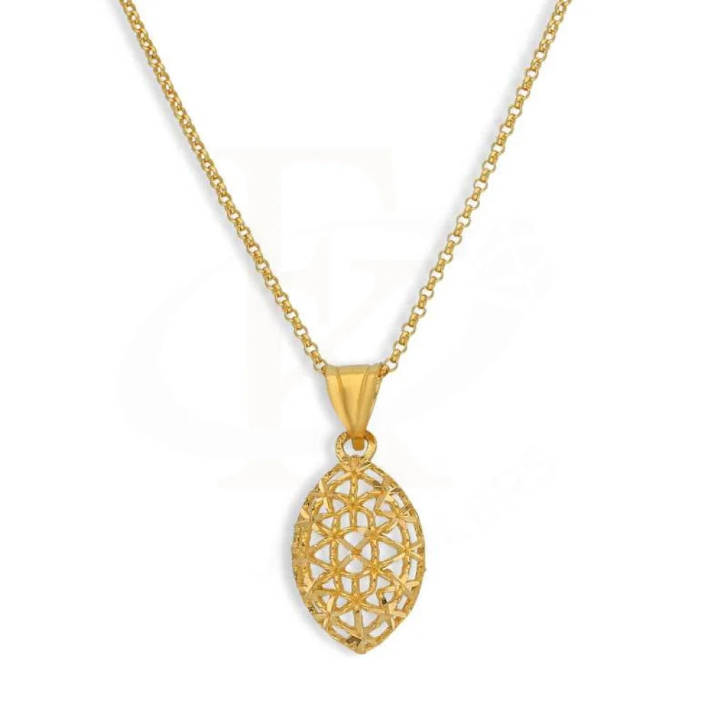 Gold Necklace (Chain With Marquise Shaped Pendant) 21Kt - Fkjnkl21K3075 Necklaces