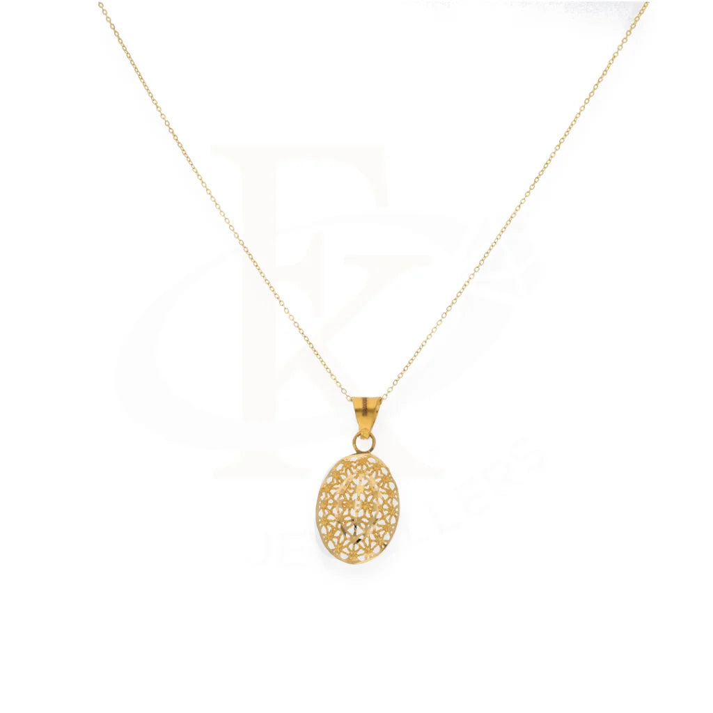 Gold Necklace (Chain With Oval Pendant) 21Kt - Fkjnkl21Km8215 Necklaces