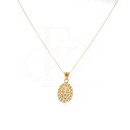 Gold Necklace (Chain With Oval Pendant) 21Kt - Fkjnkl21Km8215 Necklaces