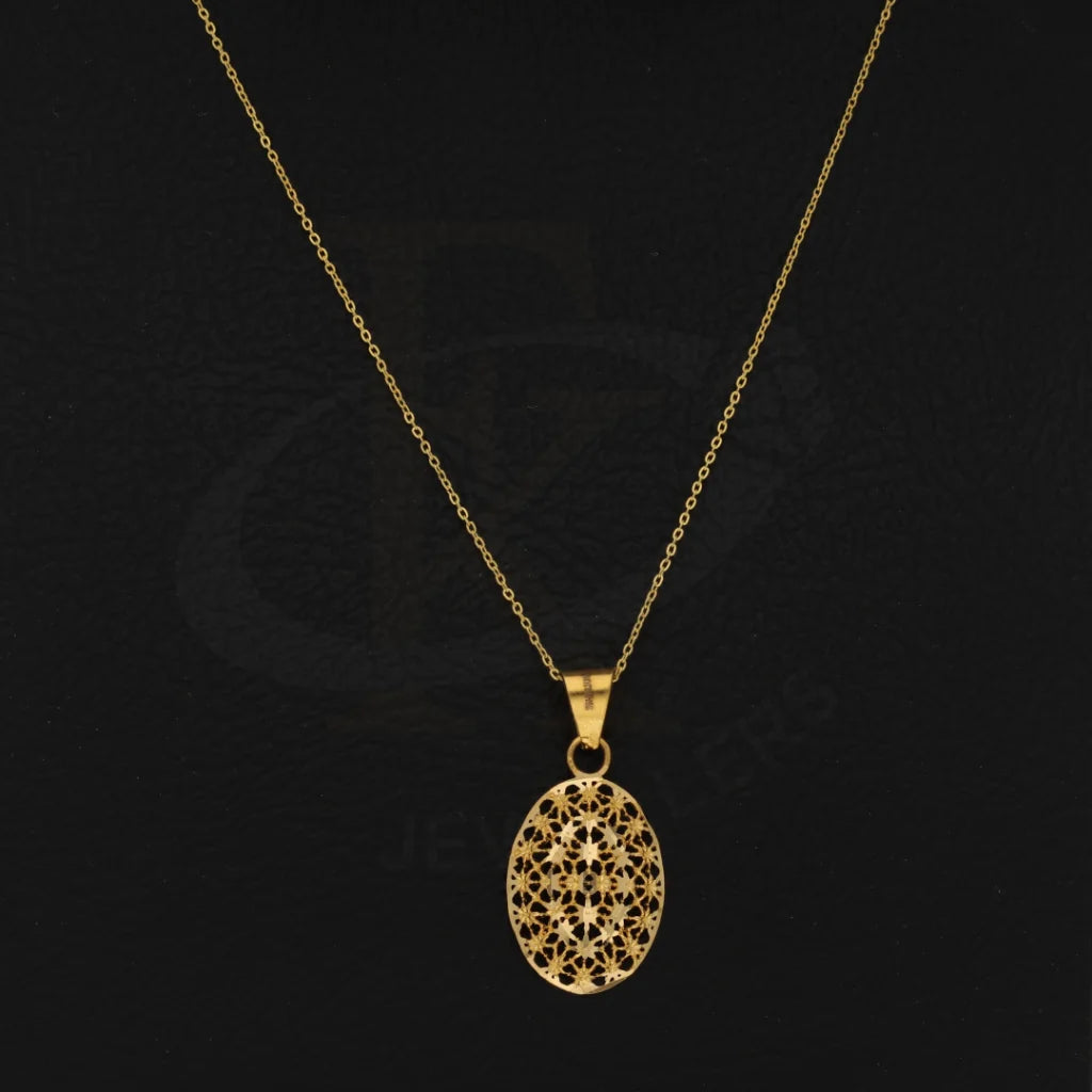 Gold Necklace (Chain With Oval Pendant) 21Kt - Fkjnkl21Km8215 Necklaces