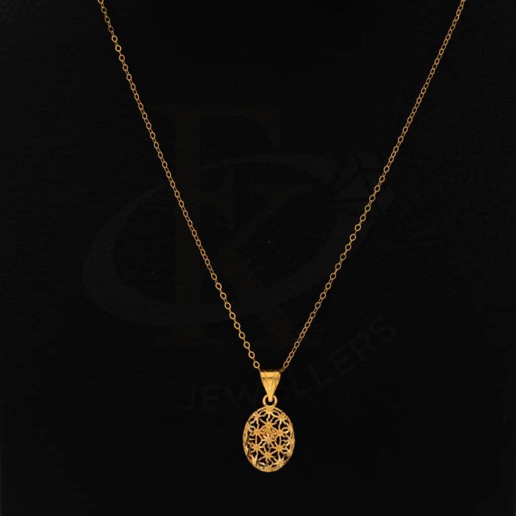 Gold Necklace (Chain With Oval Pendant) 21Kt - Fkjnkl21Km8396 Necklaces