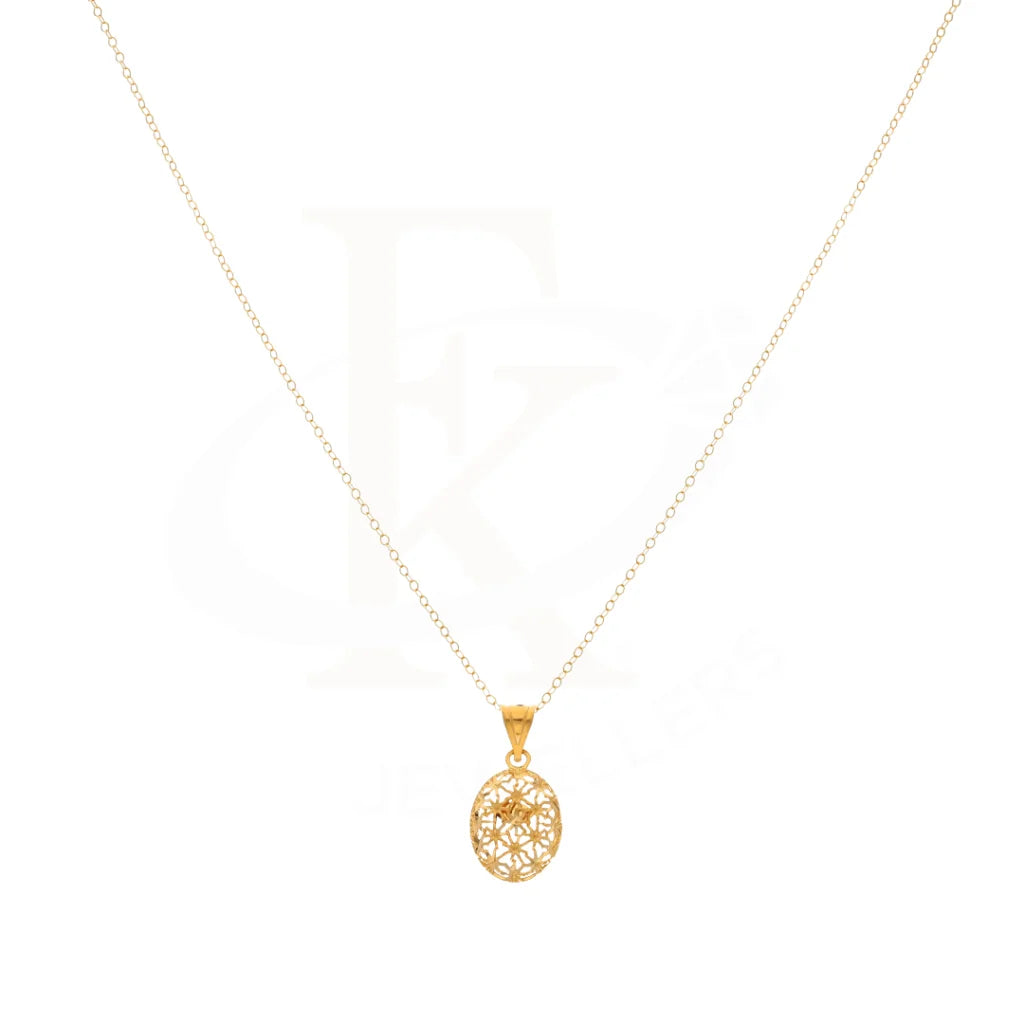 Gold Necklace (Chain With Oval Pendant) 21Kt - Fkjnkl21Km8396 Necklaces