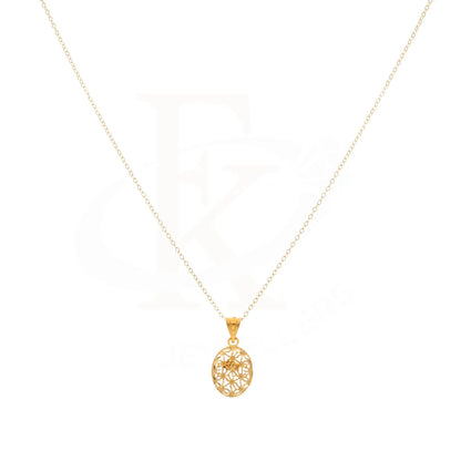 Gold Necklace (Chain With Oval Pendant) 21Kt - Fkjnkl21Km8396 Necklaces