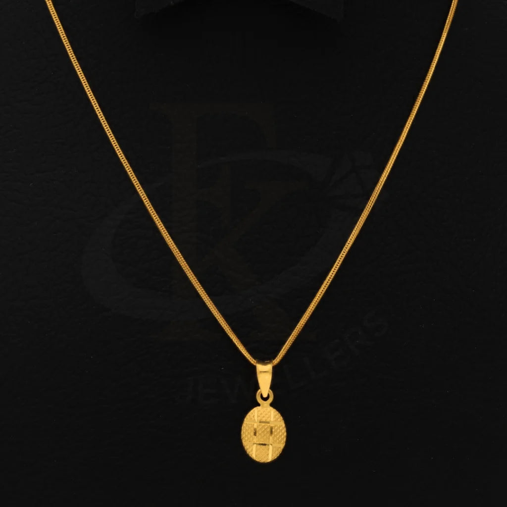 Gold Necklace (Chain With Oval Pendant) 21Kt - Fkjnkl21Km8532 Necklaces