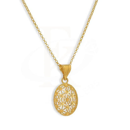 Gold Necklace (Chain With Oval Shaped Pendant) 21Kt - Fkjnkl21K3073 Necklaces