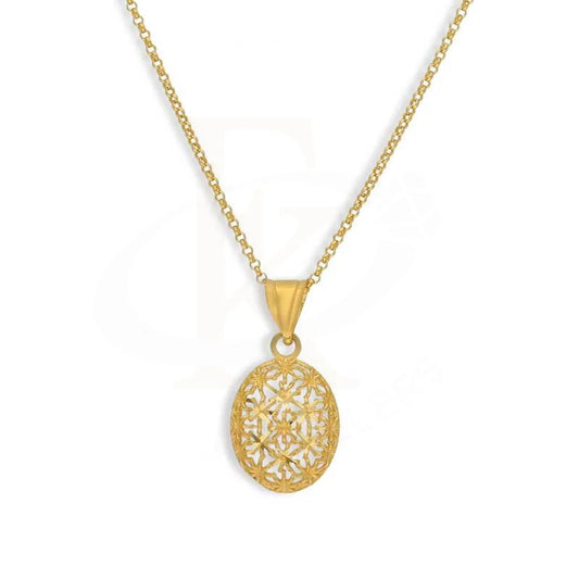 Gold Necklace (Chain With Oval Shaped Pendant) 21Kt - Fkjnkl21K3073 Necklaces