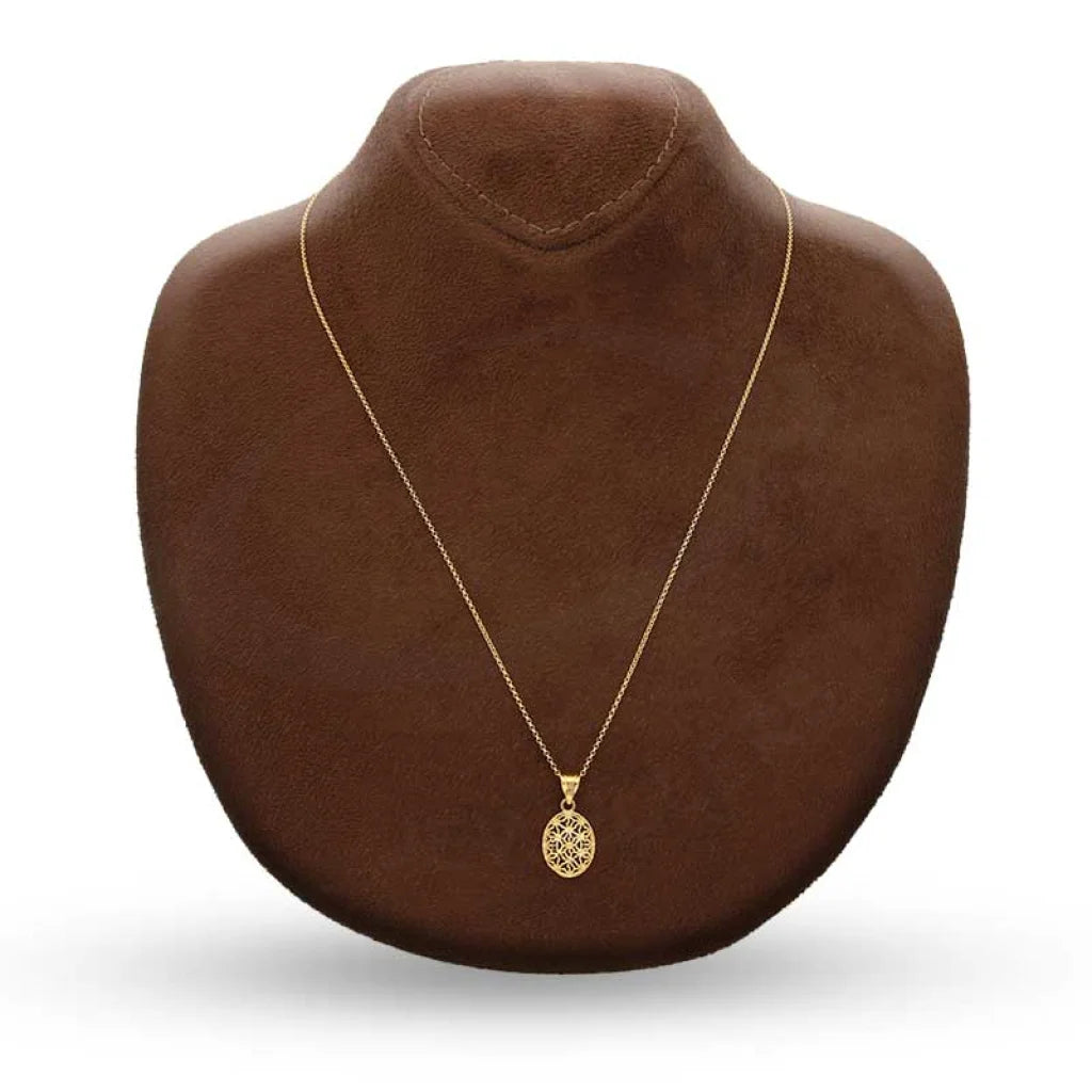 Gold Necklace (Chain With Oval Shaped Pendant) 21Kt - Fkjnkl21K3073 Necklaces