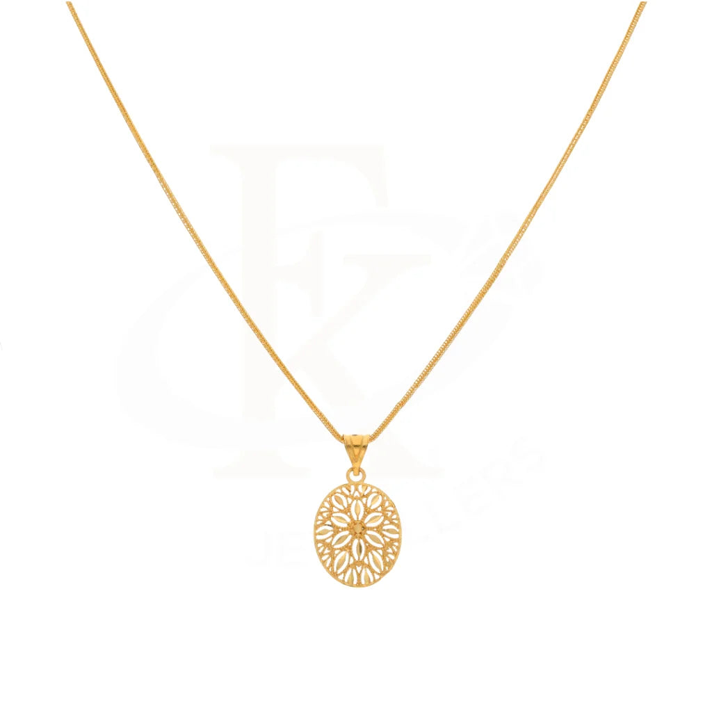 Gold Necklace (Chain With Oval Shaped Pendant) 21Kt - Fkjnkl21Km8386 Necklaces