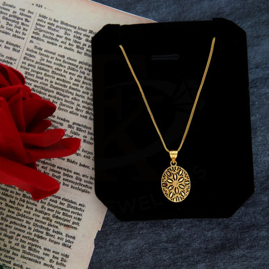 Gold Necklace (Chain With Oval Shaped Pendant) 21Kt - Fkjnkl21Km8386 Necklaces