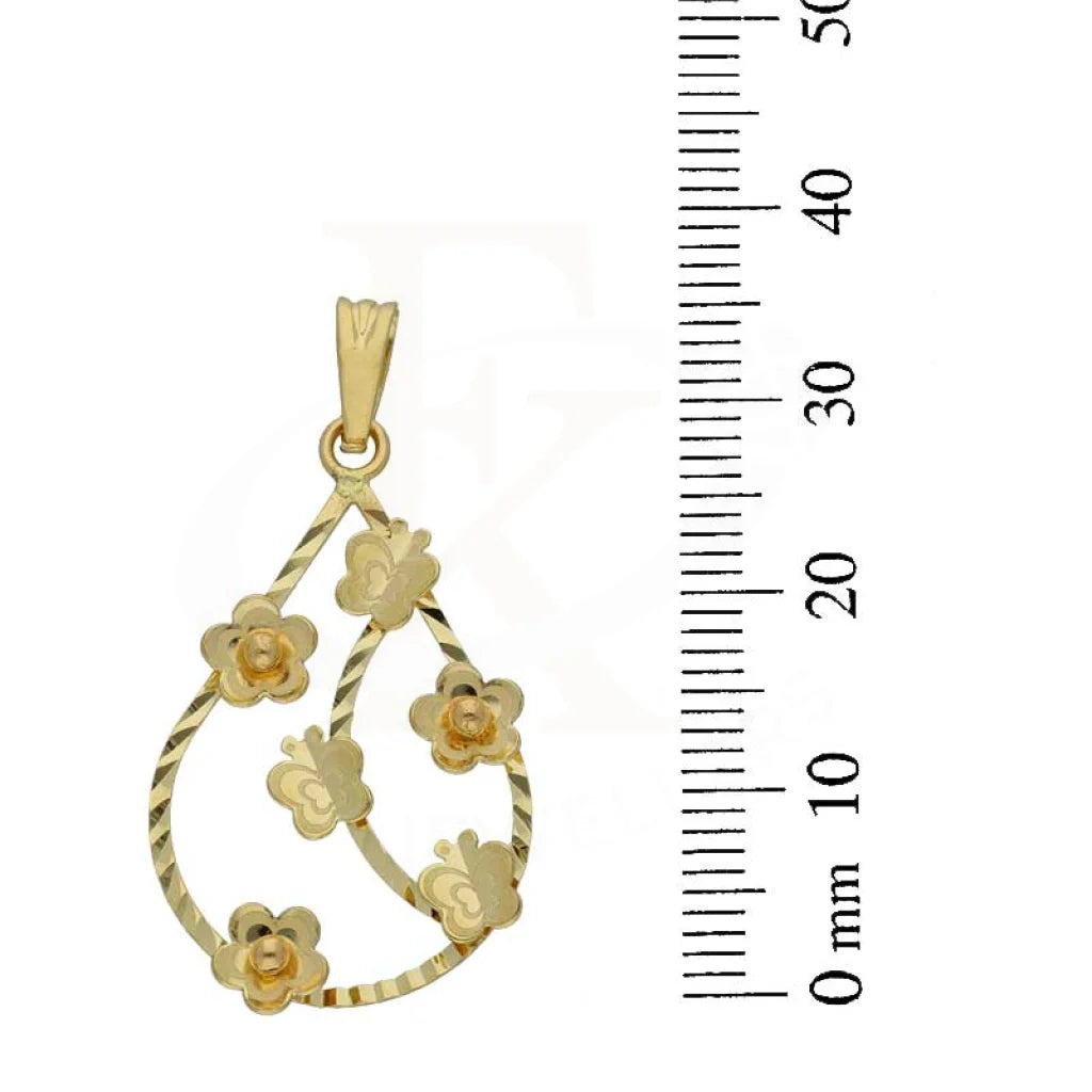 Gold Necklace (Chain With Pear Shaped Flower Pendant) 18Kt - Fkjnkl18K2809 Necklaces