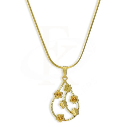 Gold Necklace (Chain With Pear Shaped Flower Pendant) 18Kt - Fkjnkl18K2809 Necklaces