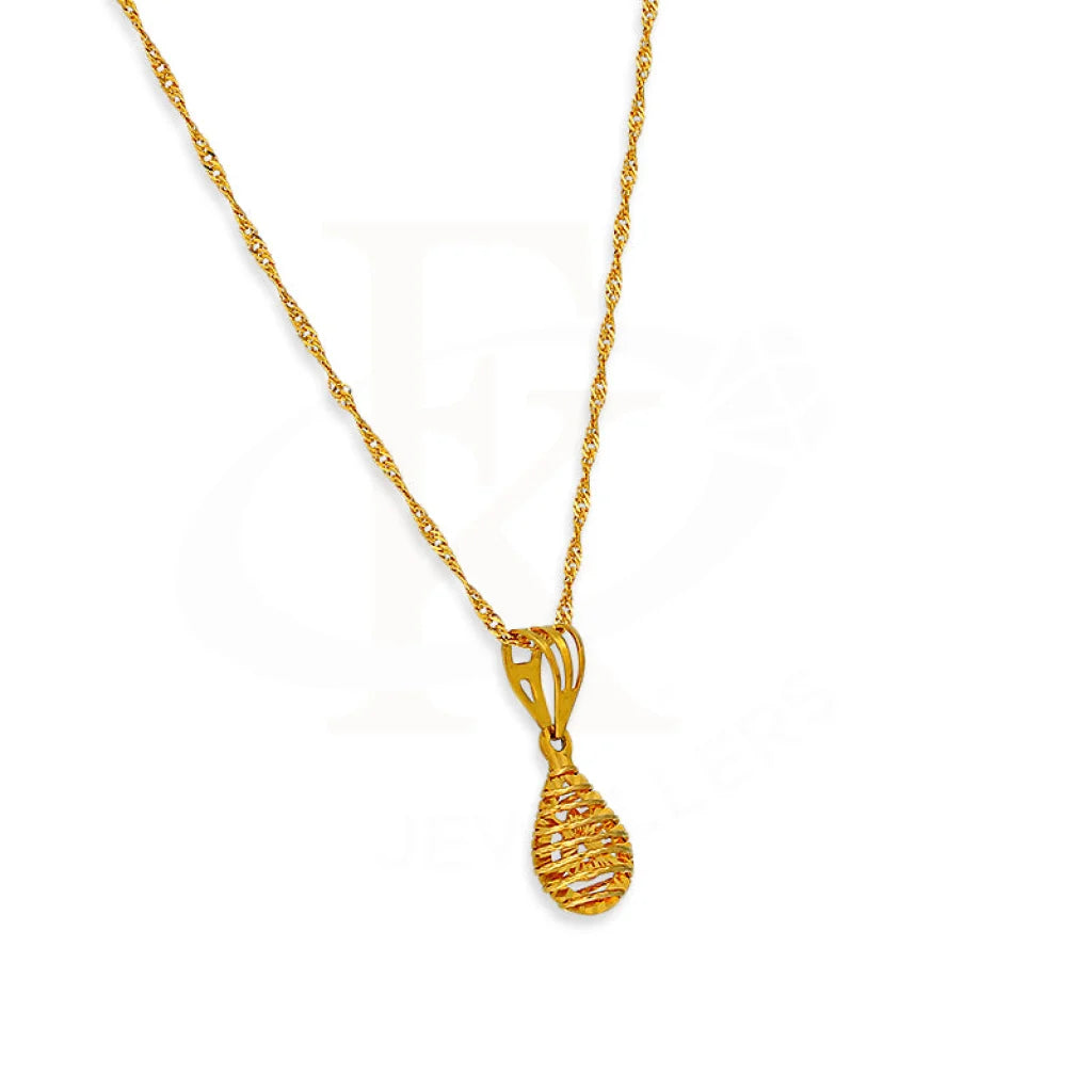 Gold Necklace (Chain With Pear Shaped Pendant) 21Kt - Fkjnkl21Km1003 Necklaces