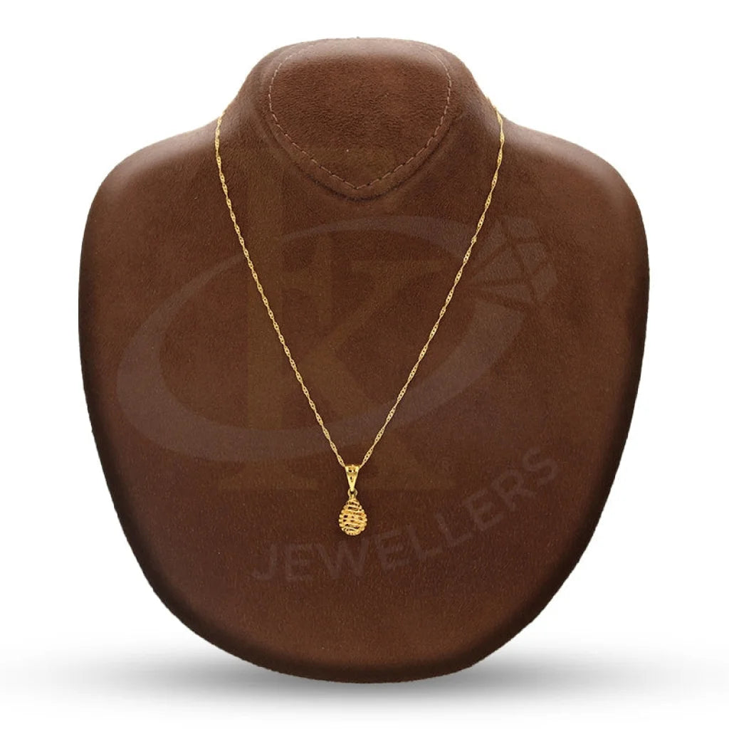 Gold Necklace (Chain With Pear Shaped Pendant) 21Kt - Fkjnkl21Km1003 Necklaces