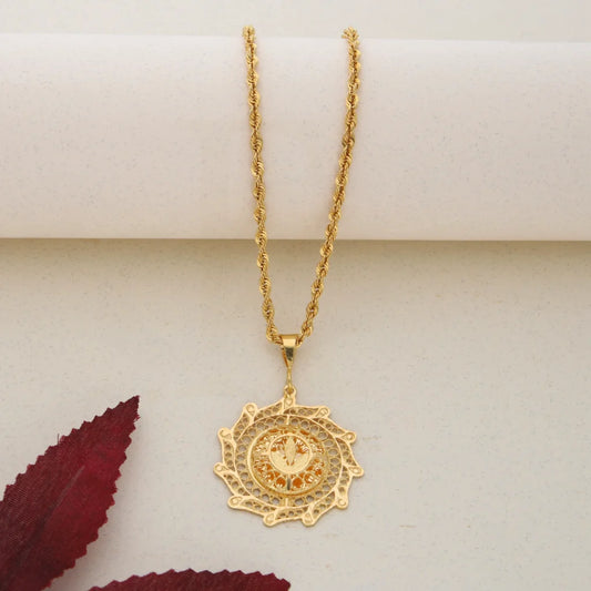 Gold Necklace (Chain With Pendant) 21Kt- Fkjnkl21K7634 Necklaces