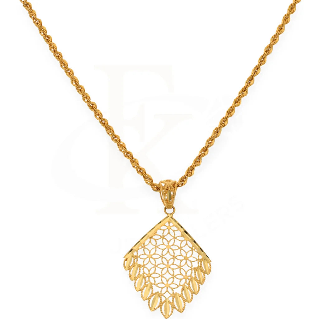 Gold Necklace (Chain With Pendant Flower Shaped) 21Kt- Fkjnkl21K7689 Necklaces