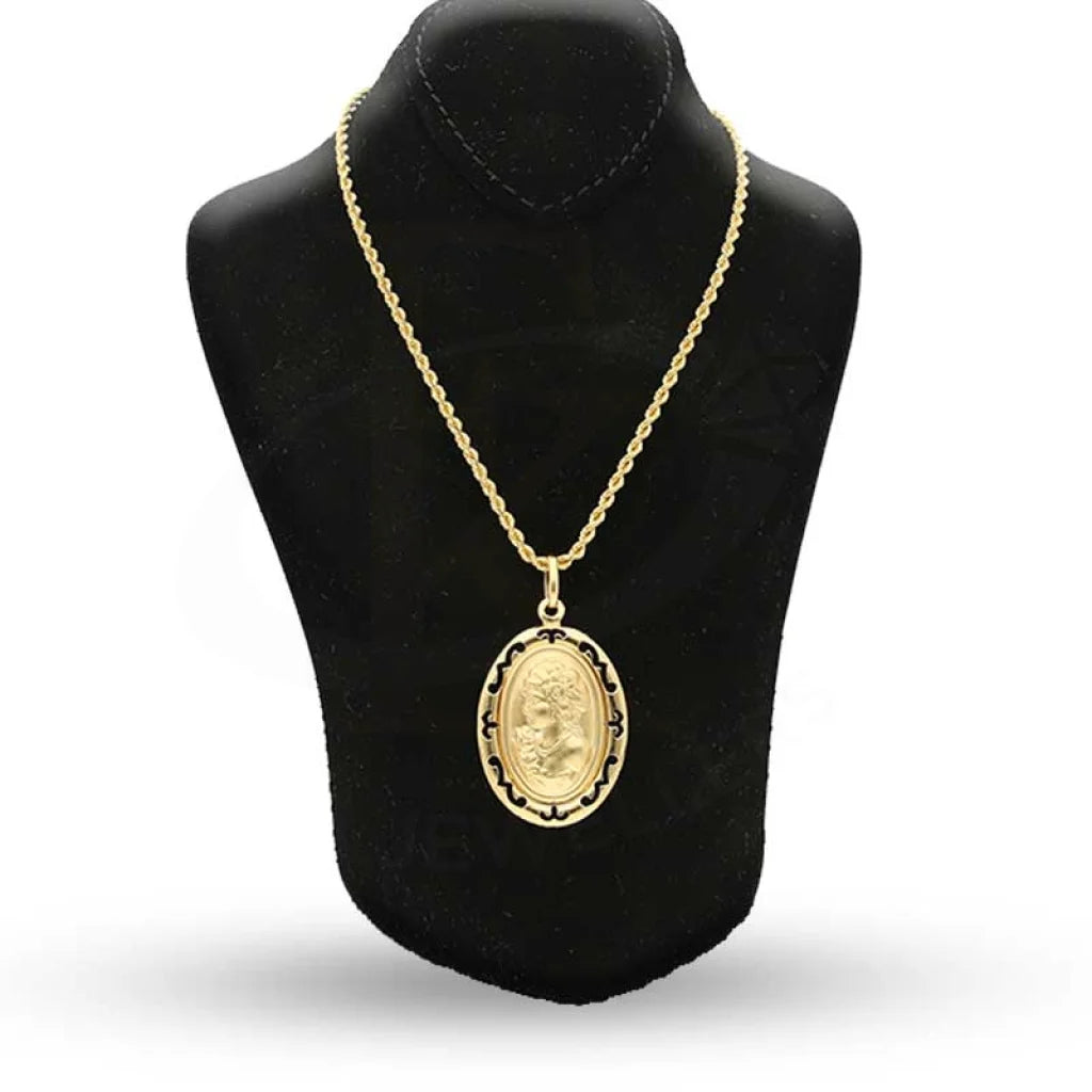 Gold Necklace (Chain With Queen Oval Shaped Pendant) 18Kt - Fkjnkl18K2879 Necklaces