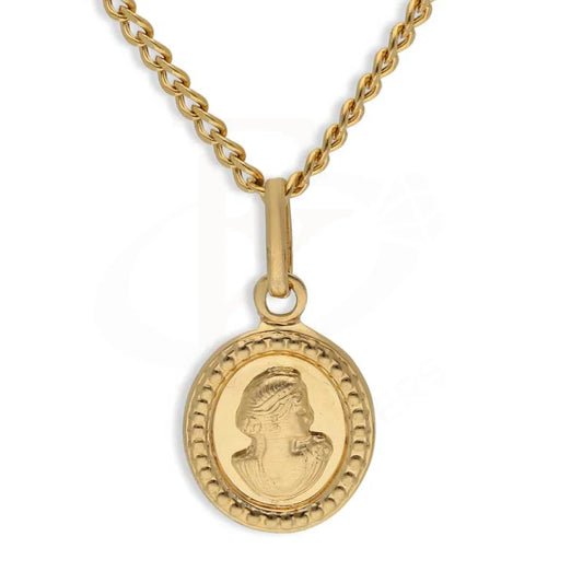 Gold Necklace (Chain With Queen Oval Shaped Pendant) 18Kt - Fkjnkl18K2993 Necklaces