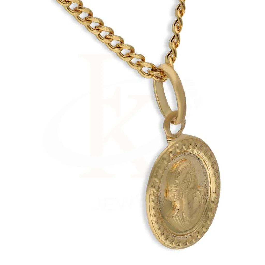 Gold Necklace (Chain With Queen Oval Shaped Pendant) 18Kt - Fkjnkl18K2993 Necklaces