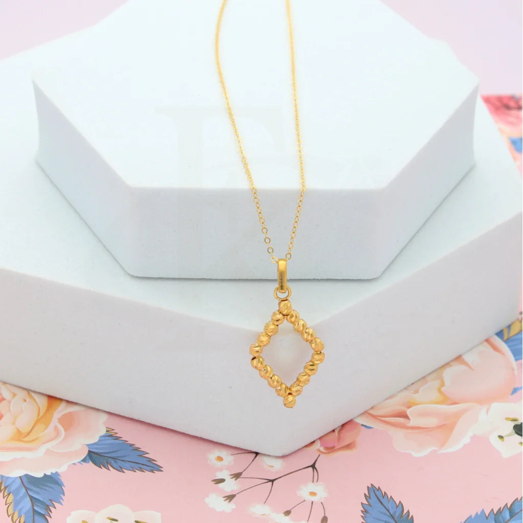 Gold Classic Rectangle Shaped Necklace 21Kt - Fkjnkl21Km8207 Necklaces