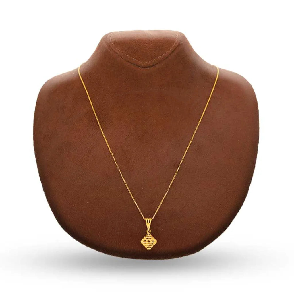 Gold Necklace (Chain With Rhombus Shaped Pendant) 21Kt - Fkjnkl21K2861 Necklaces