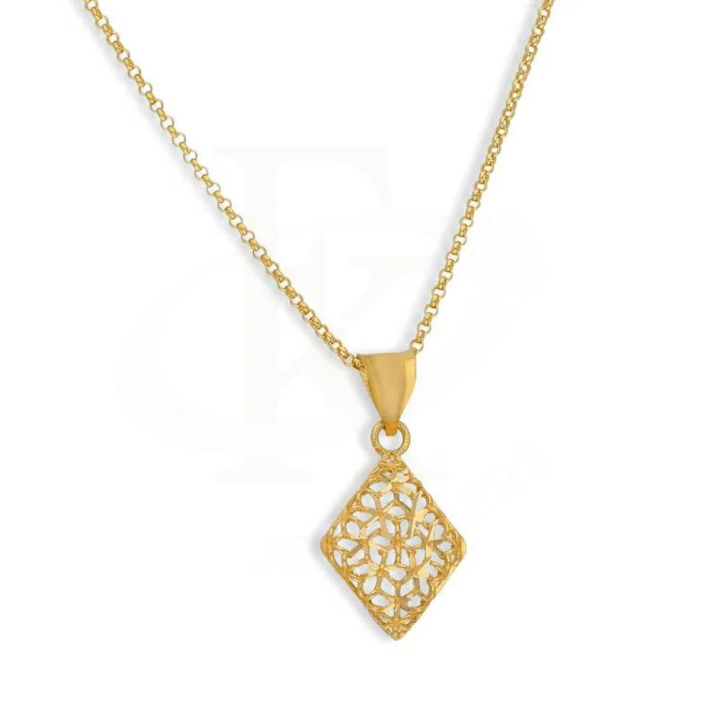 Gold Necklace (Chain With Rhombus Shaped Pendant) 21Kt - Fkjnkl21K3074 Necklaces