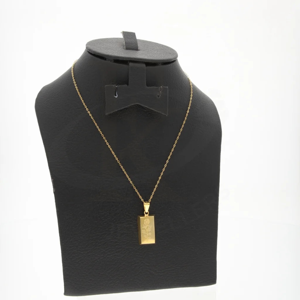 Gold Necklace (Chain With Rose Flower Bar Shaped Pendant) 21Kt - Fkjnkl21Km8048 Necklaces