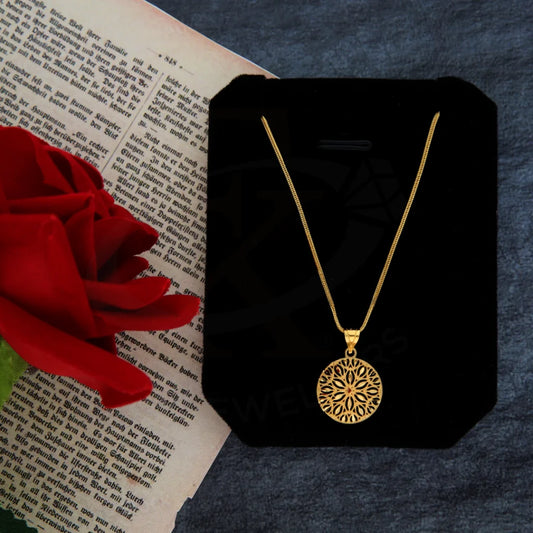 Gold Necklace (Chain With Round Flower Pendant) 21Kt - Fkjnkl21Km8389 Necklaces