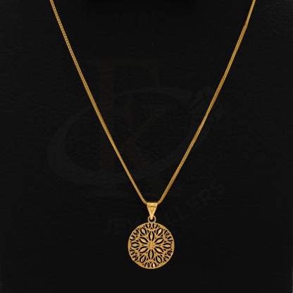 Gold Necklace (Chain With Round Flower Pendant) 21Kt - Fkjnkl21Km8389 Necklaces