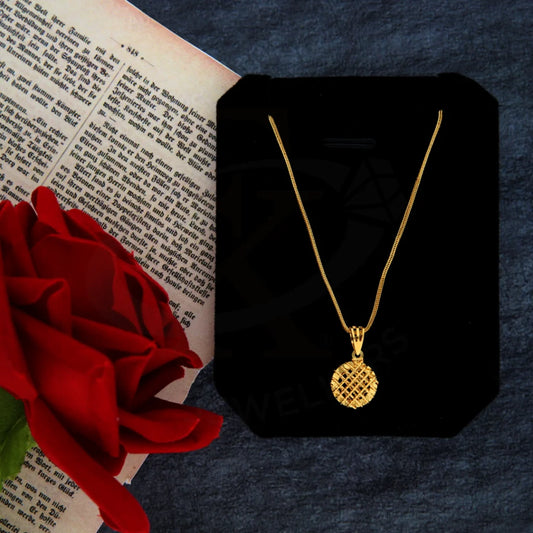 Gold Necklace (Chain With Round Pendant) 21Kt - Fkjnkl21Km8427 Necklaces