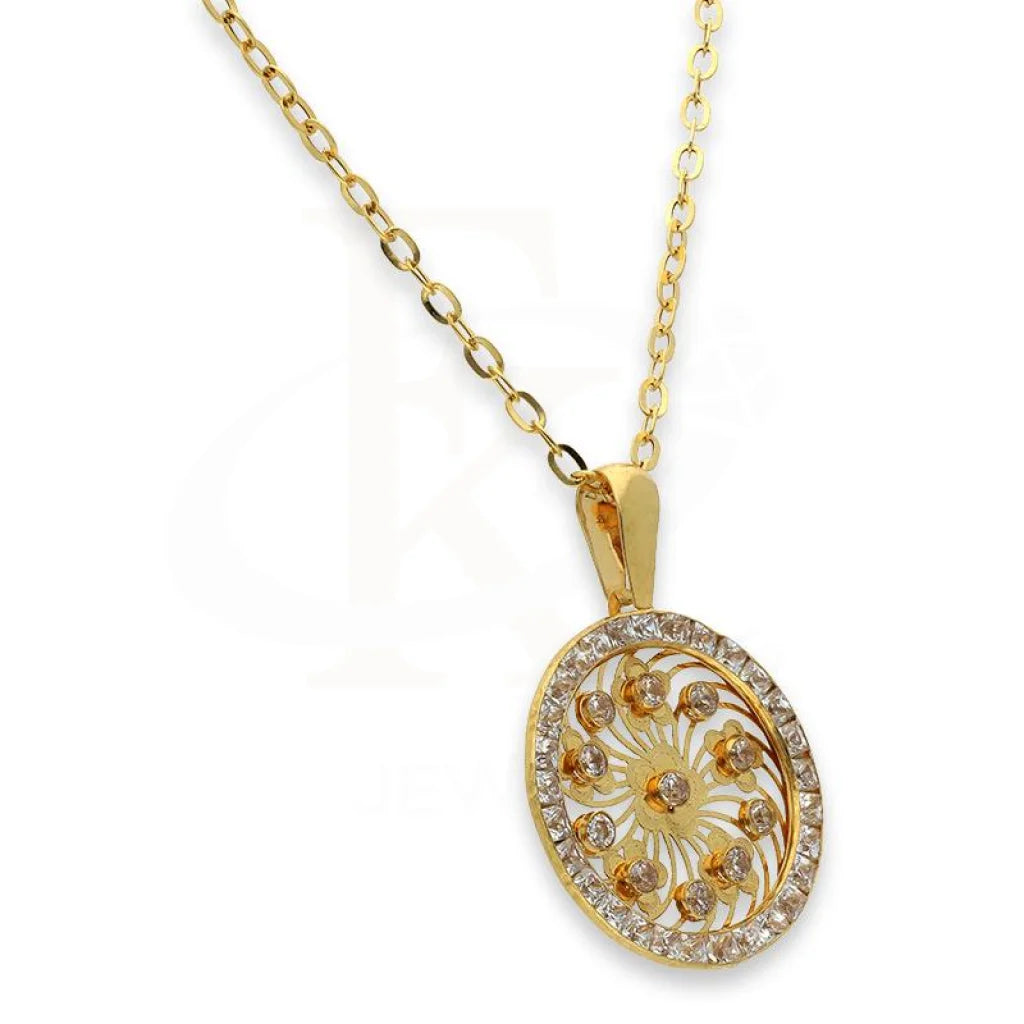 Gold Necklace (Chain With Round Shaped Flower Pendant) 18Kt - Fkjnkl18K2358 Necklaces