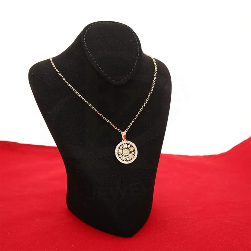 Gold Necklace (Chain With Round Shaped Flower Pendant) 18Kt - Fkjnkl18K2358 Necklaces