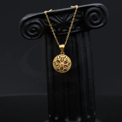 Gold Necklace (Chain With Flower Shaped Hollow Pendant) 21Kt - Fkjnkl21Km7949 Necklaces