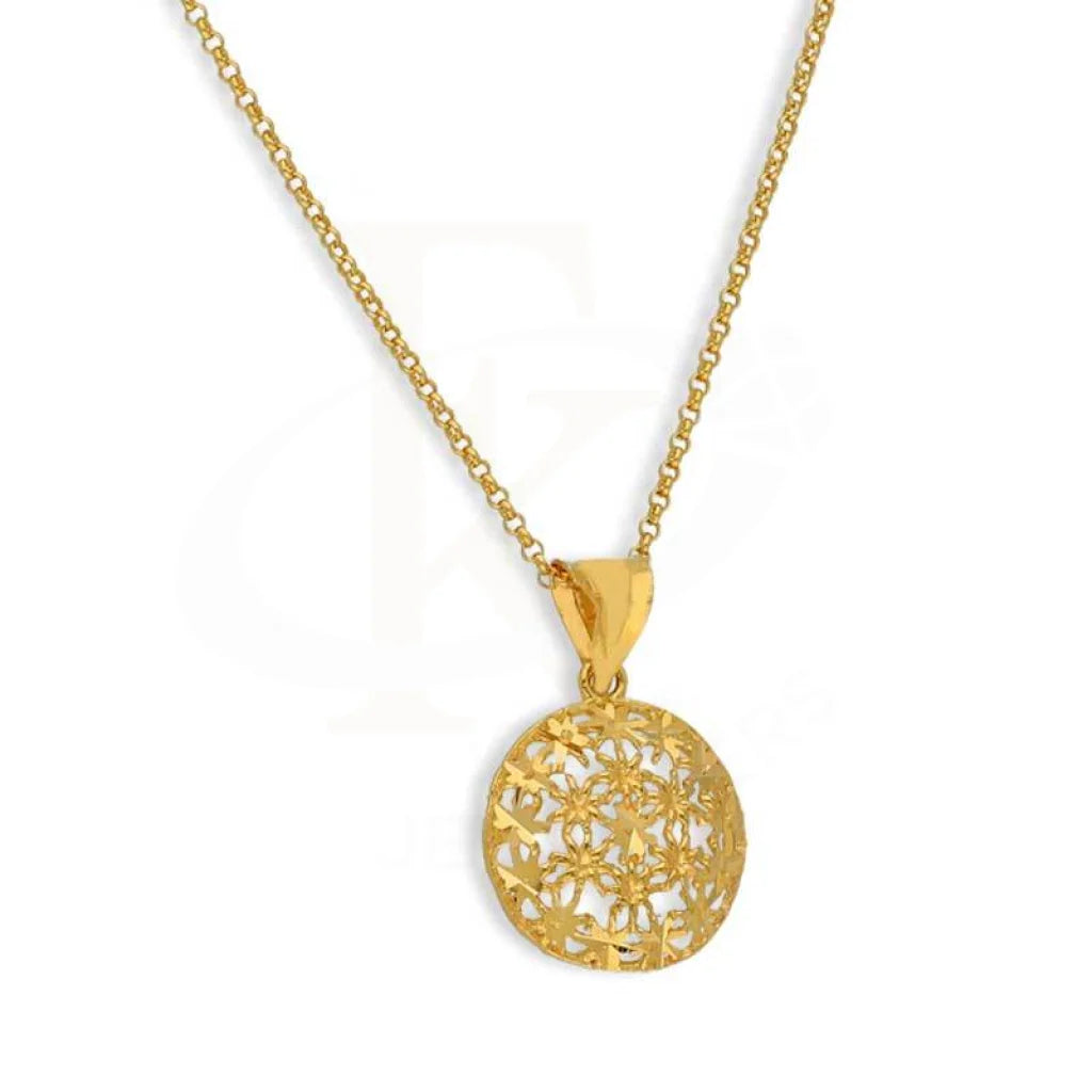 Gold Necklace (Chain With Round Shaped Pendant) 21Kt - Fkjnkl21K3078 Necklaces