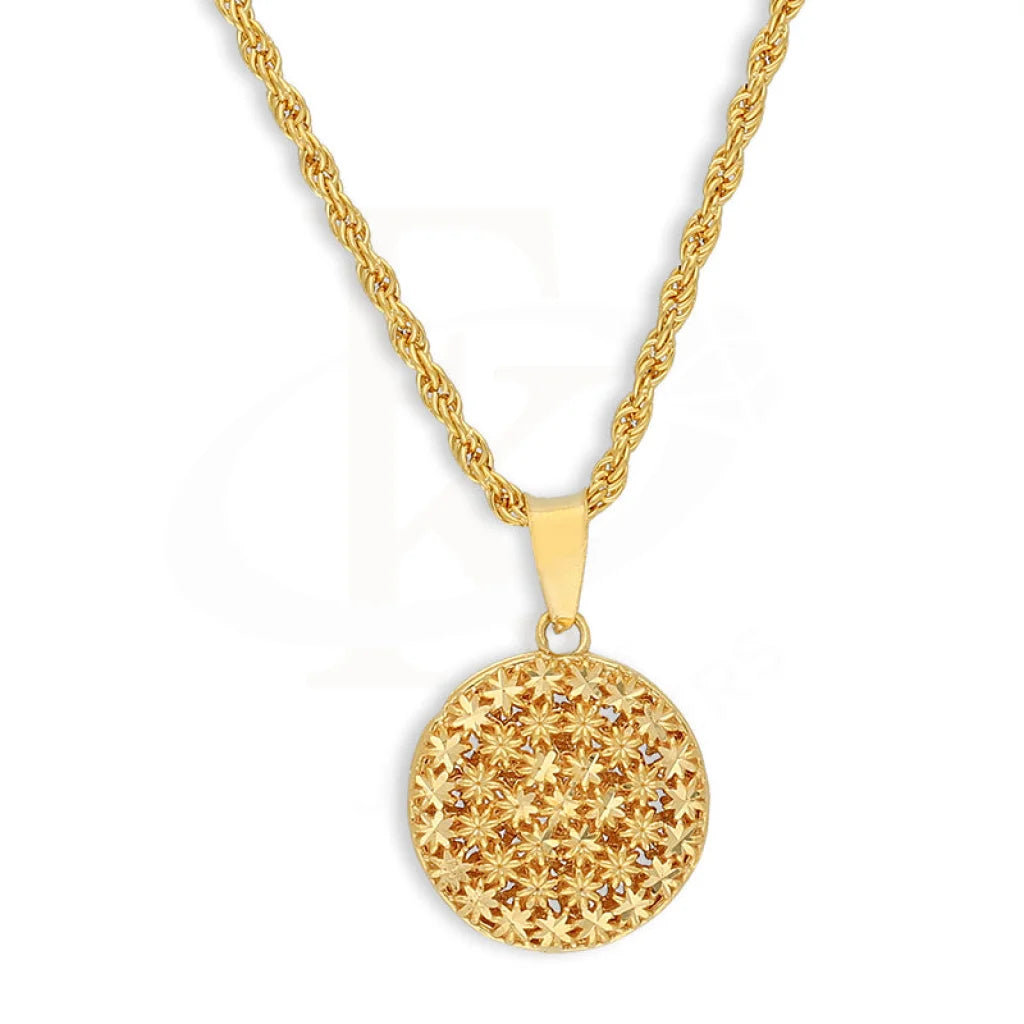 Gold Necklace (Chain With Round Shaped Pendant) 21Kt - Fkjnkl21K5127 Necklaces