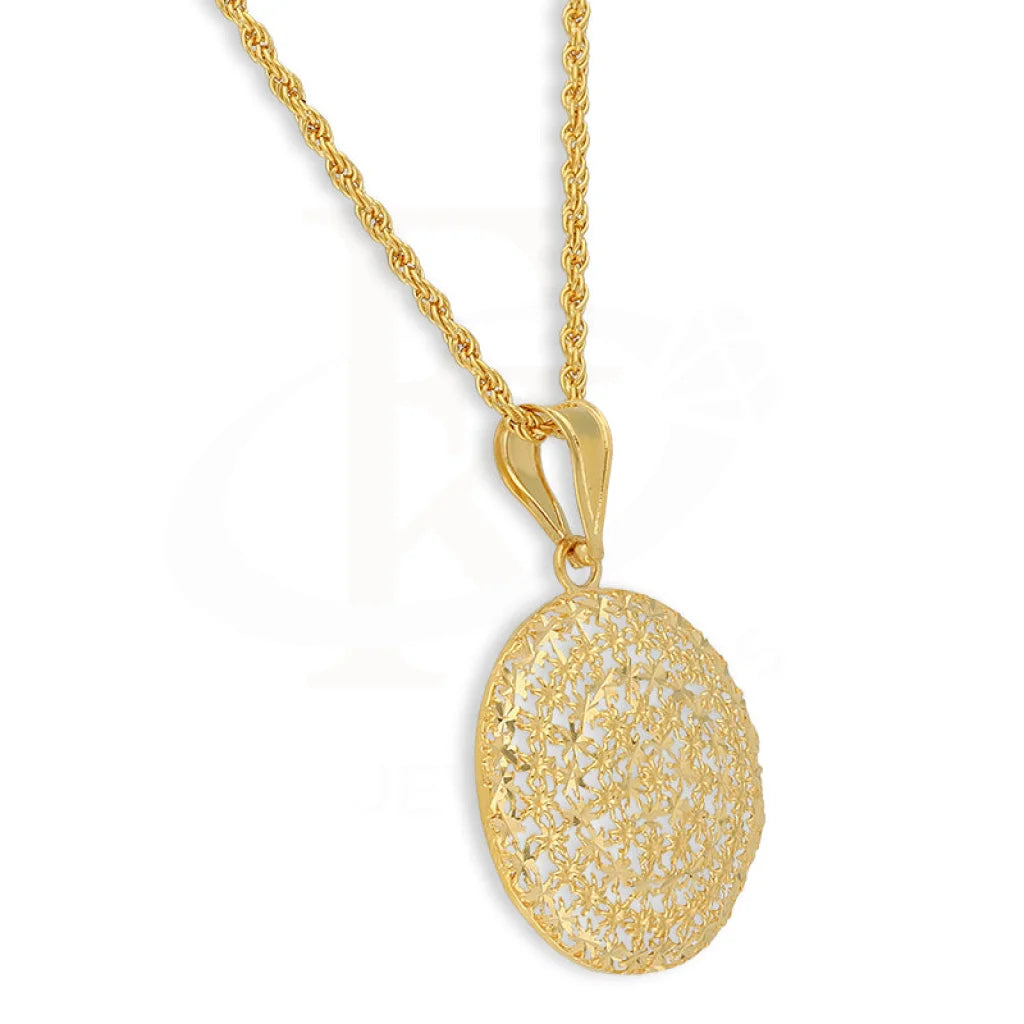 Gold Necklace (Chain With Round Shaped Pendant) 21Kt - Fkjnkl21K5130 Necklaces