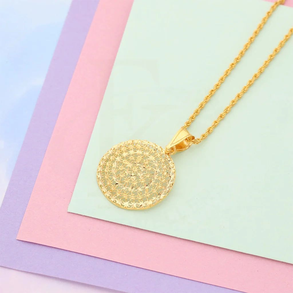 Gold Necklace (Chain With Round Shaped Pendant) 21Kt - Fkjnkl21K5130 Necklaces