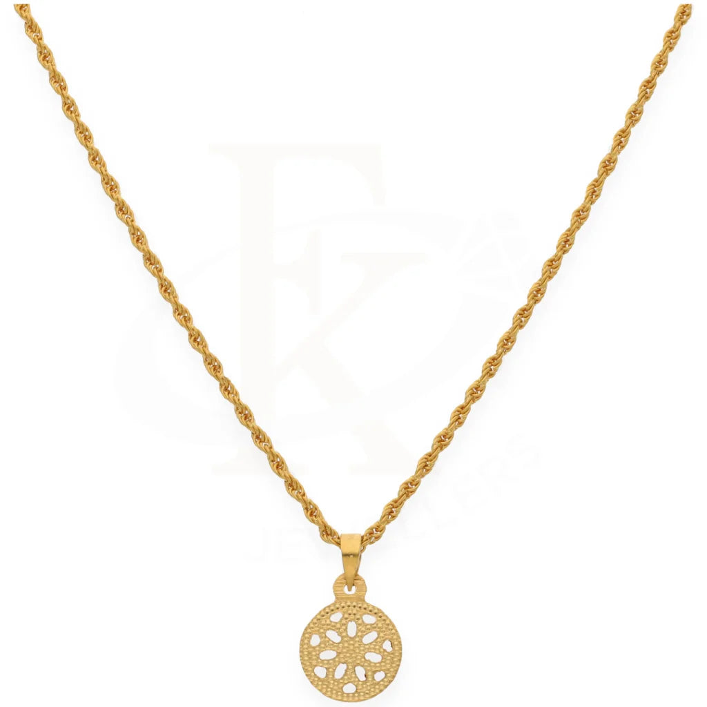 Gold Necklace (Chain With Round Shaped Pendant) 21Kt- Fkjnkl21K7593 Necklaces