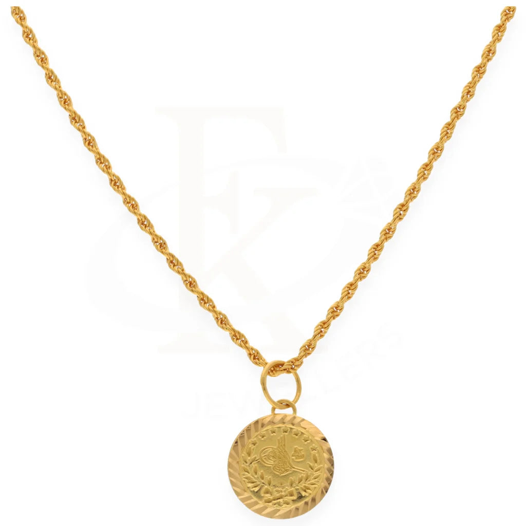 Gold Necklace (Chain With Round Shaped Pendant) 21Kt- Fkjnkl21K7700 Necklaces