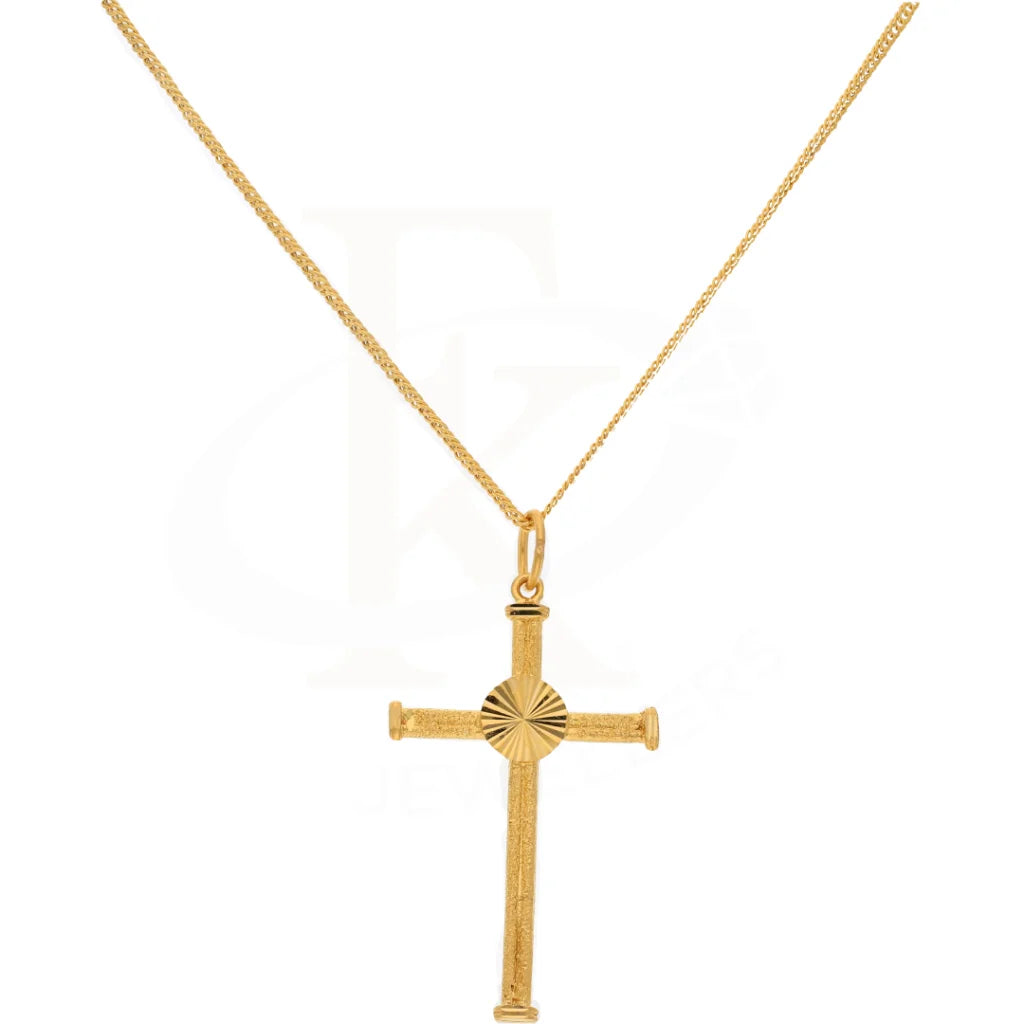 Gold Necklace (Chain With Simple Cross Pendant) 21Kt - Fkjnkl21K8566 Necklaces