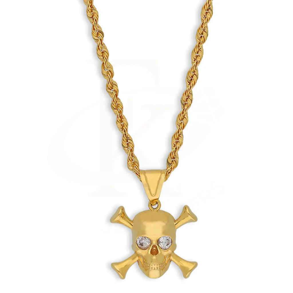 Gold Necklace (Chain With Skull & Cross Bones Pendant) 22Kt - Fkjnkl22K5622 Necklaces