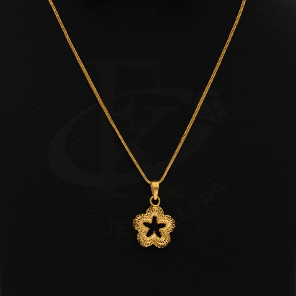 Gold Necklace (Chain With Star Flower Shaped Pendant) 21Kt - Fkjnkl21Km8422 Necklaces