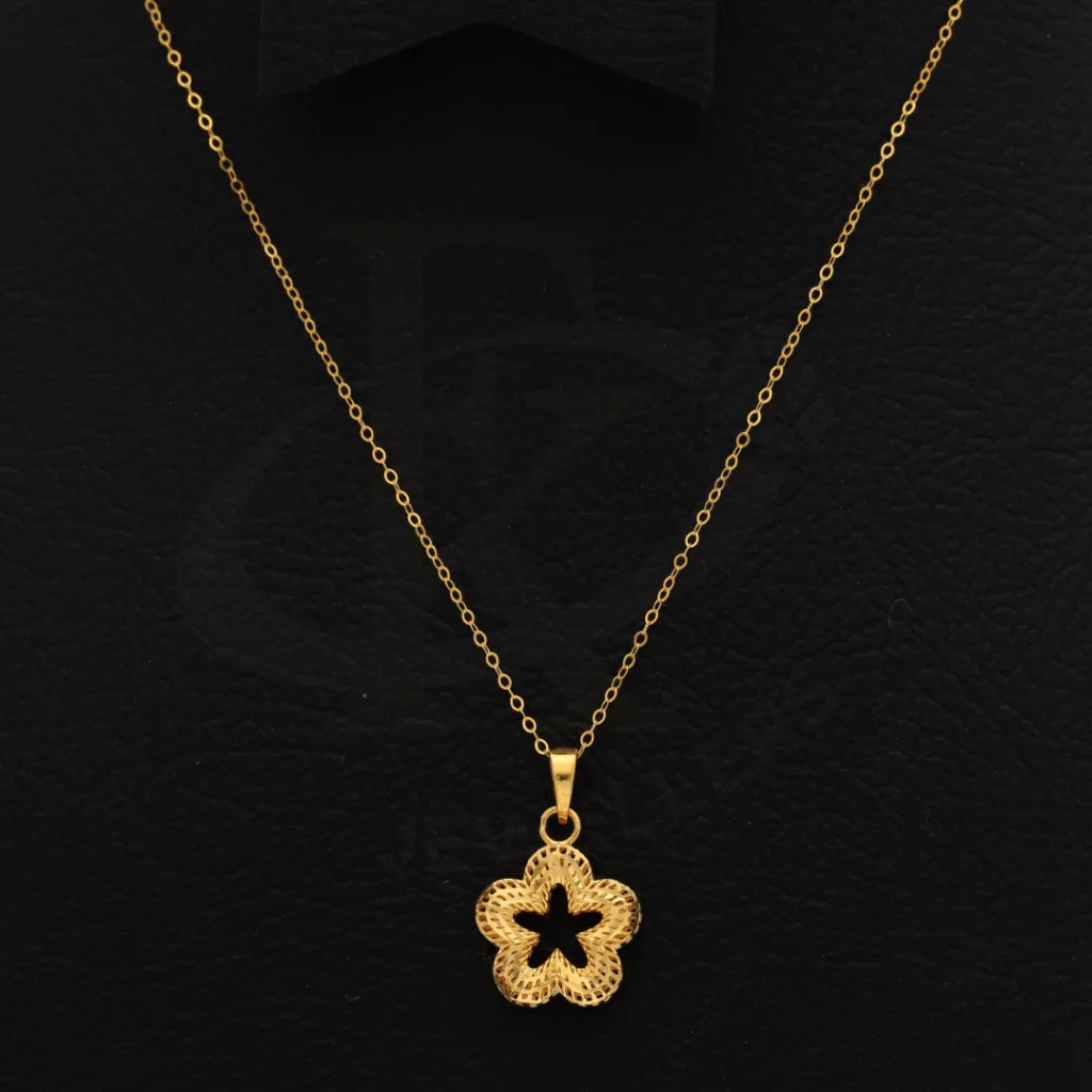 Gold Necklace (Chain With Star Flower Shaped Pendant) 21Kt - Fkjnkl21Km8657 Necklaces