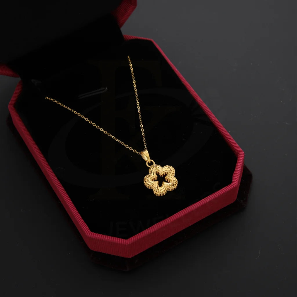 Gold Necklace (Chain With Star Flower Shaped Pendant) 21Kt - Fkjnkl21Km8657 Necklaces