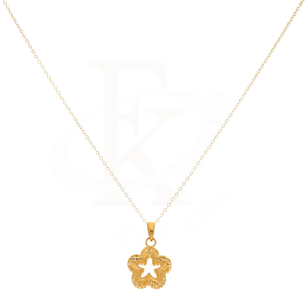 Gold Necklace (Chain With Star Flower Shaped Pendant) 21Kt - Fkjnkl21Km8657 Necklaces