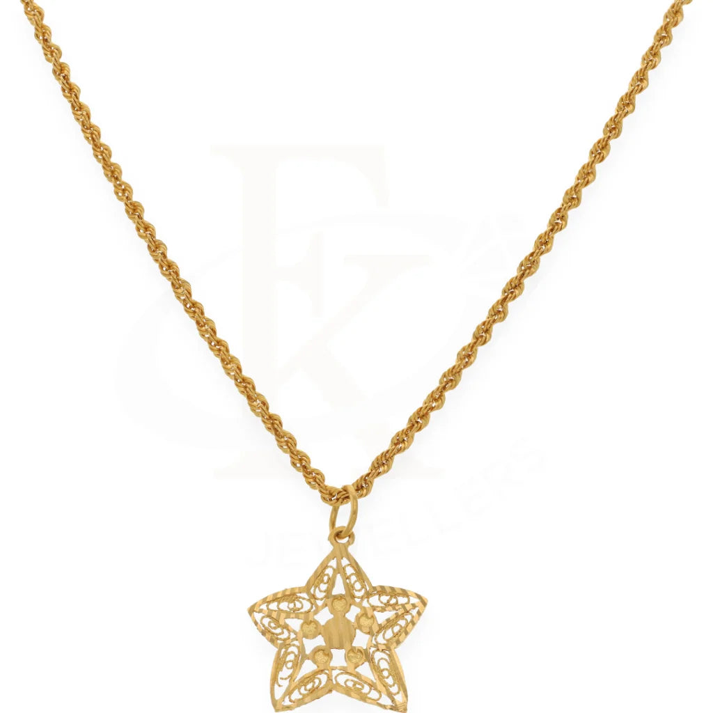 Gold Necklace (Chain With Star Shaped Pendant 21Kt ) - Fkjnkl21K7537 Necklaces